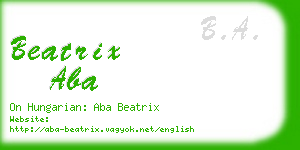 beatrix aba business card